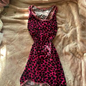 Pink and Black Lace Animal Print Dress